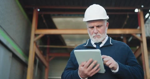 Logistics, man and outdoor by warehouse with tablet, operations manager and app Stock Footage 341377401