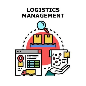 Logistics management concept managing delivery and supply chain Stock Illustration