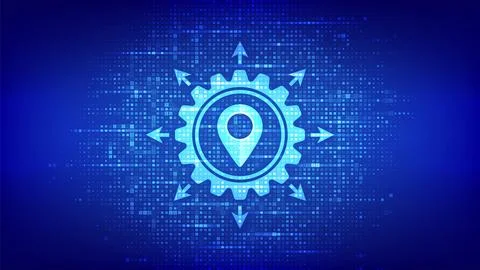 Logistics management icon made with binary code. Smart logistics and transpor Stock Illustration