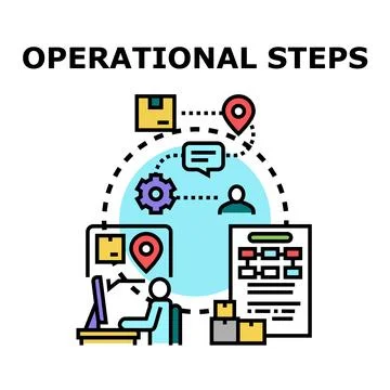 Logistics management operational steps planning and tracking supply chain Illustrazione stock