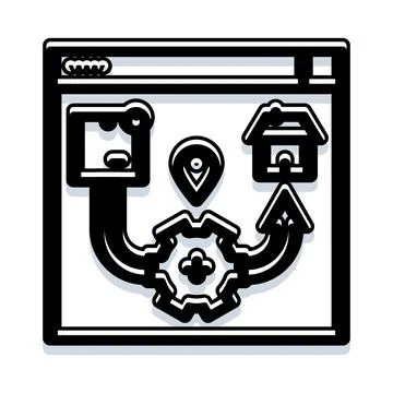 Logistics management process with gear and delivery system イラスト素材