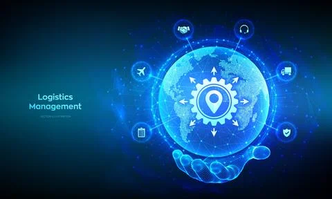 Logistics management. Smart logistics and transportation technology concept.  스톡 일러스트