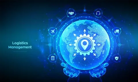 Logistics management. Smart logistics and transportation technology concept.  스톡 일러스트