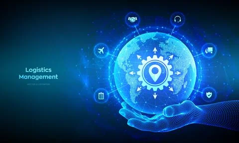 Logistics management. Smart logistics and transportation technology concept.  Stock Illustration