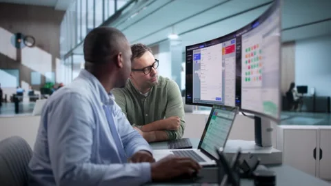 Logistics Manager Analyzes Real-time Shipment Data Stock Footage 346321683