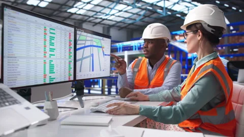 Logistics Manager And Planner Use Laptop Stock Footage 342974028