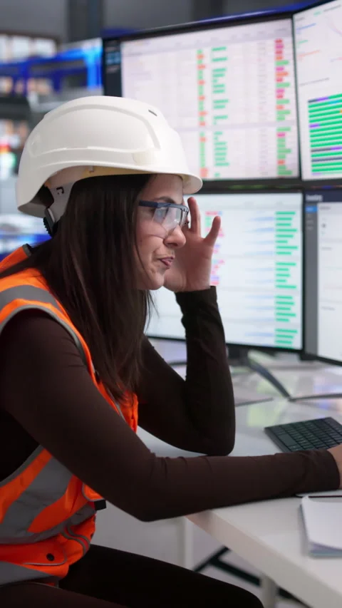 Logistics Manager Monitors Warehouse Packages On Computer, Looking Tired Stock Footage 339908645