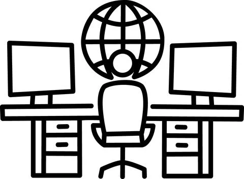 Logistics manager office workspace with world globe イラスト素材