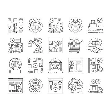 Logistics manager warehouse icons set vector Stock Illustration