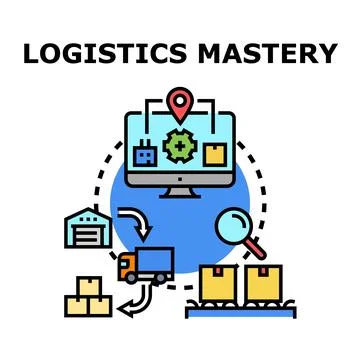 Logistics mastery concept with supply chain management operations Illustrazione stock