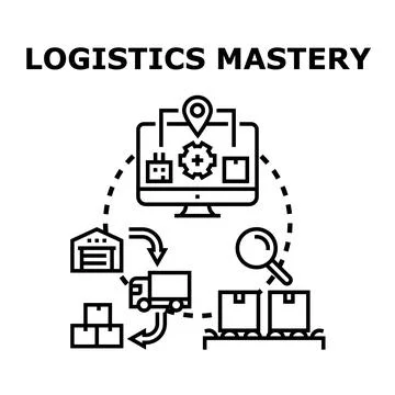 Logistics mastery concept with supply chain management operations Stock Illustration