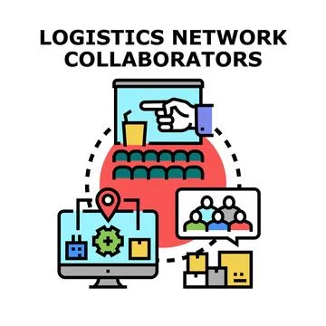 Logistics network collaborating for supply chain management Stock Illustration