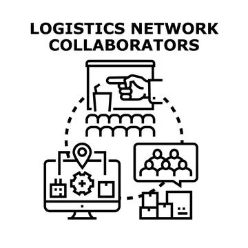 Logistics network collaborating for supply chain management Stock Illustration