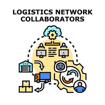 Logistics network collaborators working on supply chain management イラスト素材