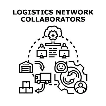 Logistics network collaborators working on supply chain management 库存插图