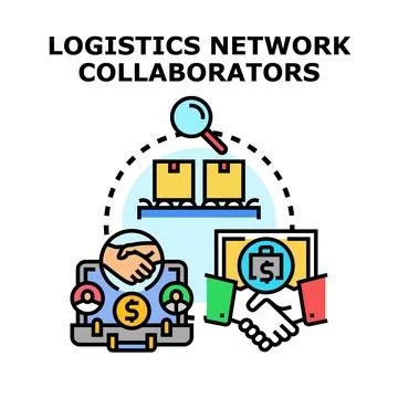 Logistics network collaborators working on supply chain management Stock Illustration
