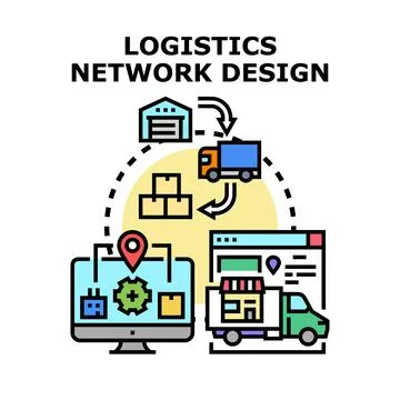Logistics network design planning and distribution management Stock Illustration
