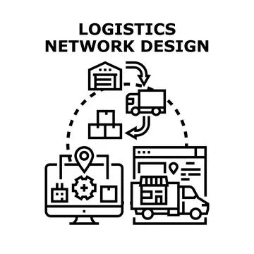 Logistics network design planning and distribution management Stock Illustration