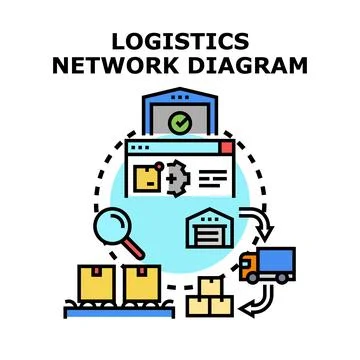 Logistics network diagram organizing global delivery shipping イラスト素材