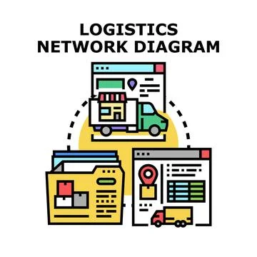 Logistics network diagram tracking delivery and supply chain Stock Illustration