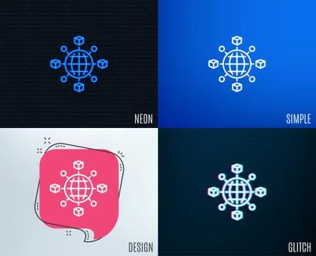 Logistics network line icon. Parcel tracking. 스톡 일러스트