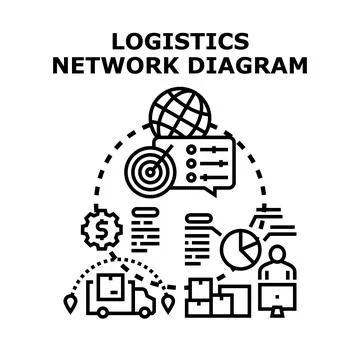 Logistics network process planning and management diagram イラスト素材