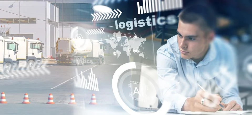 Logistics operations at a distribution center during working hours with a 스톡 사진