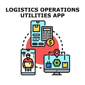 Logistics operations utilities application digital business management Stock Illustration