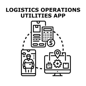 Logistics operations utilities application digital business management Stock Illustration