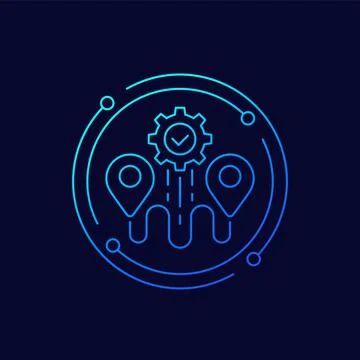 Logistics optimization line icon, vector Illustrazione stock