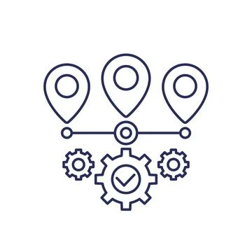 Logistics optimization line icon, vector Illustrazione stock