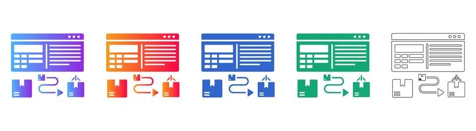 Logistics Order Processing Icon Set Stock Illustration