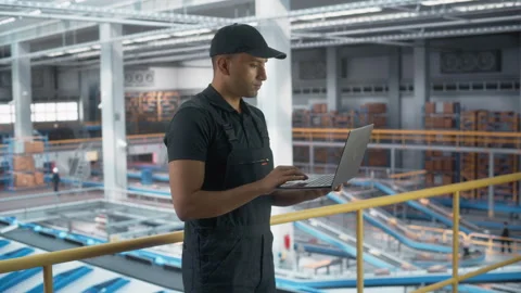 Logistics Packages Sorting Warehouse Worker Stock Footage 251706227