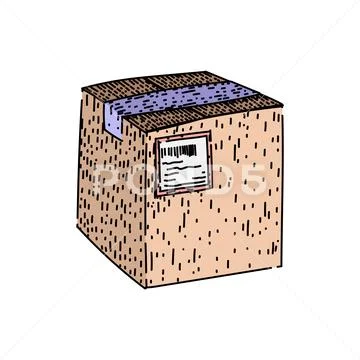 Logistics parcel sketch hand drawn vector Stock Illustration