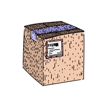 Logistics parcel sketch hand drawn vector Illustrazione stock