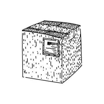 Logistics parcel sketch hand drawn vector Illustrazione stock