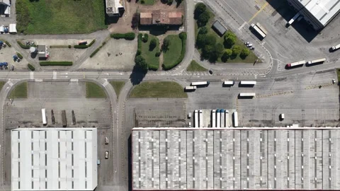 Logistics, parcel sorting, and transportation hubaerial o drone views of Stock Footage 319819340