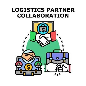 Logistics partner collaboration concept with agreement handshake Stock Illustration