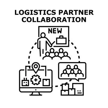 Logistics partner collaboration strategy implementing new solutions Illustrazione stock