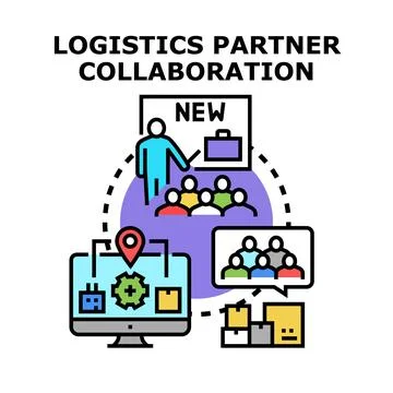Logistics partner collaboration strategy implementing new solutions Illustrazione stock