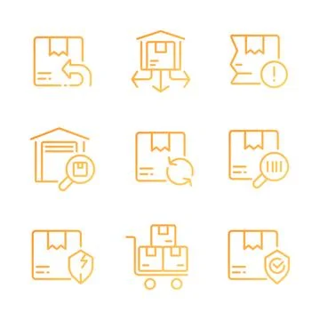Logistics pixel perfect gradient linear vector icons set Stock Illustration