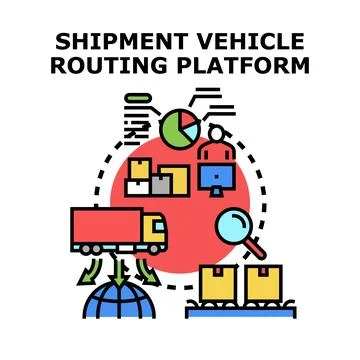 Logistics platform optimizing global shipment vehicle routing 스톡 일러스트