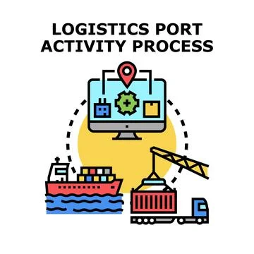 Logistics port activity process and management concept イラスト素材