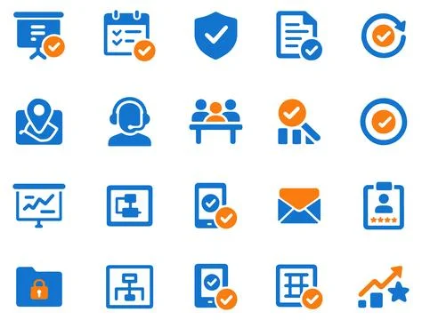 Logistics presentation workflow and mobile technology icon set covering cus.. Stock Illustration