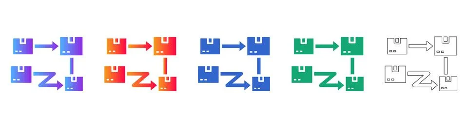 Logistics Process Flow Icon Set Ilustração Stock