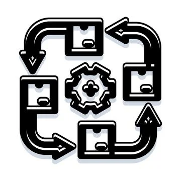Logistics process managing supply chain and delivery Stock Illustration