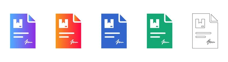 Logistics Receipt Document Icon Set 스톡 일러스트