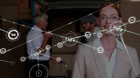 Logistics rep with tablet by van, networ... | Stock Video | Pond5