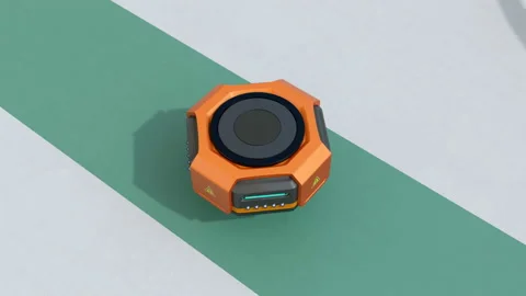 Logistics robot and AGV moving on the conveyor belt side Stock Footage 93427220