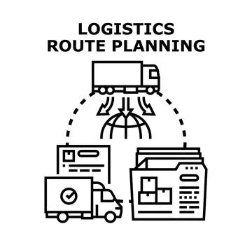 Logistics route planning process on a global scale Stock Illustration